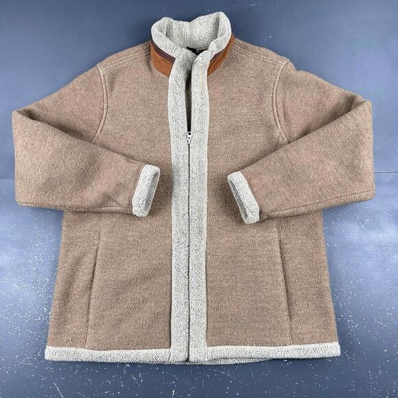 Woolrich Sweaters - Woolrich Sweater Womens XL Tan Zip Thru Heavy Fleece Rayon Blend Oatmeal